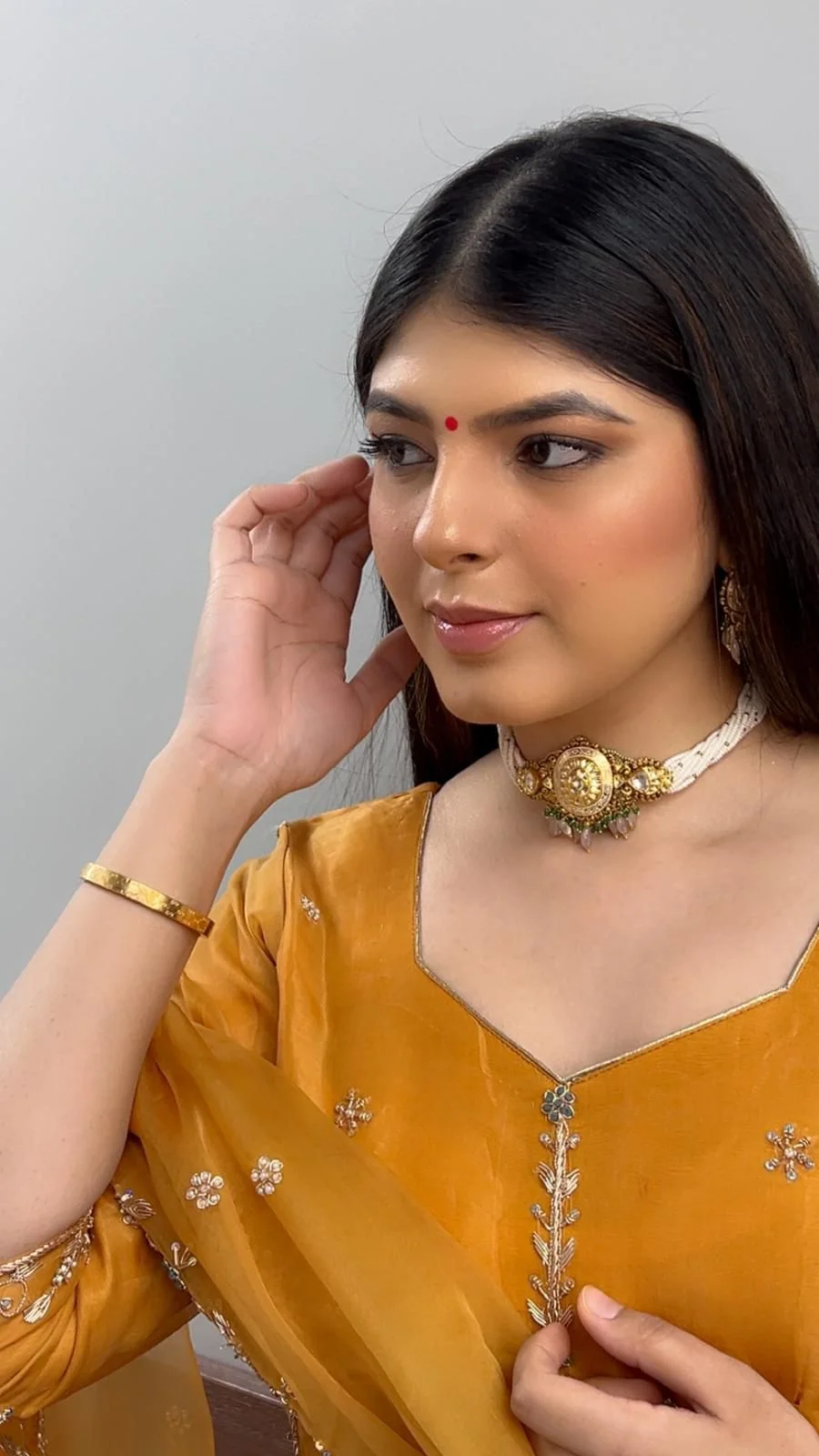 Occasion hair and makeup with gold jewellery, from the 7 Heaven gallery